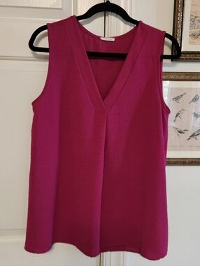 3 For $25 Sleeveless V-Neck Sleeveless Blouse in Bright Pink